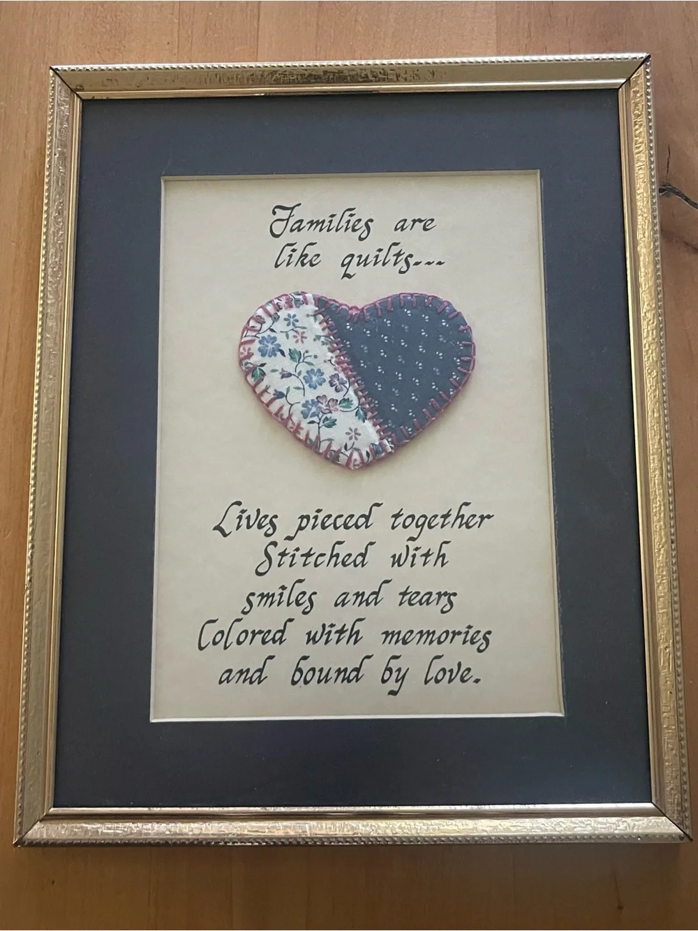 Framed Heart Quilt Wall Art - Black Mat with Multicolor Heart